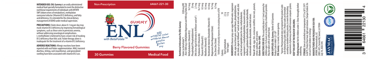 ENL Gummy supplement bottle label