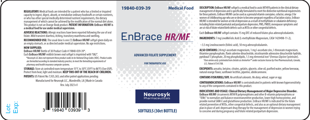 EnBrace HR/MF supplement bottle label full size