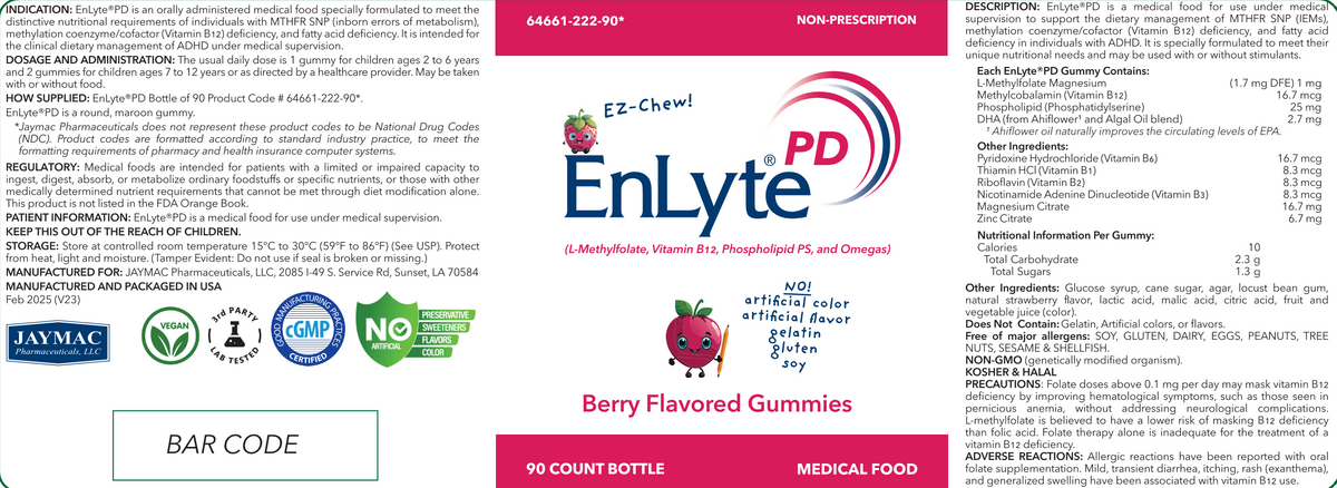 EnLyte PD Gummy supplement bottle label